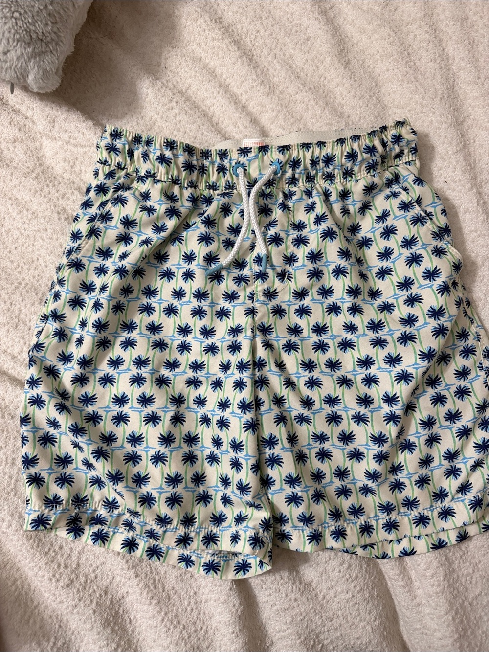 Kids blue palm tree swim trunks shorts xl